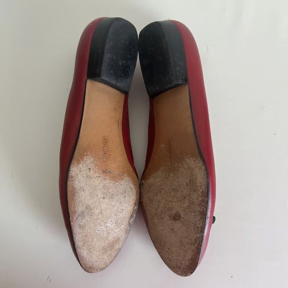 Salvatore Ferragamo Boutique Red Leather Bow Flats Shoes Womens Size 5.5 B Italy - Picture 2 of 13